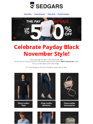 Sedgars - The Payday Sale! Black November Edition