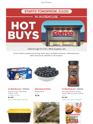 Costco - Get Ready, In-Warehouse Hot Buys Start Tomorrow!