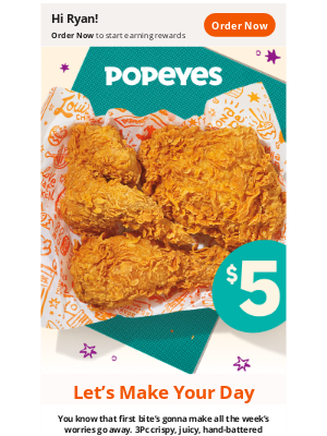 Popeyes Louisiana Kitchen - 👋🐔 3 for $5 Deal, y’all.