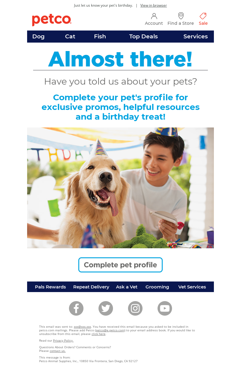 Petco - Get a free birthday treat!