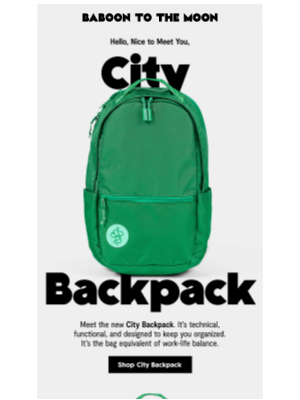 BABOON - NEW: MEET THE CITY BACKPACK