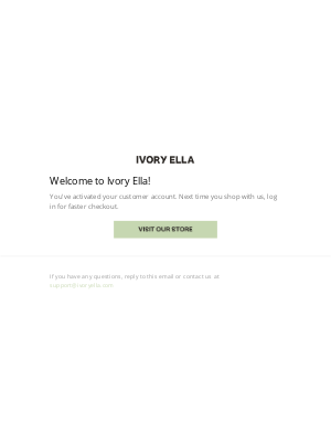 Ivory Ella - Customer account confirmation