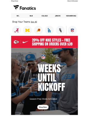 Fanatics - Kickoff is Coming --> Season Prep Mode: Activated