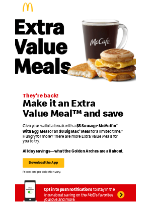 McDonald's - now back: Extra Value Meals