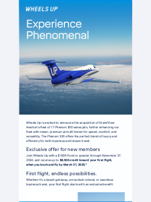 The Phenom 300 Series Joins Wheels Up – Exclusive Offer Inside