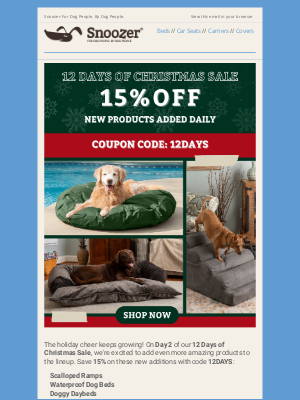 Snoozer Pet Products - 2nd Day of Of Christmas Deals!