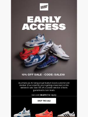 Stadium Goods - EARLY ACCESS: 10% Off Sale