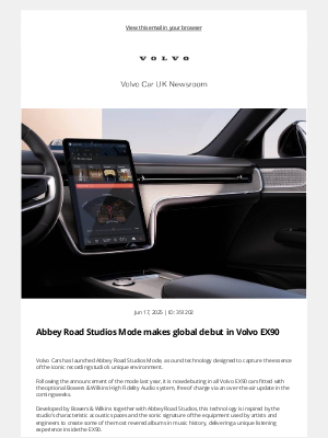 Volvo Cars - [Volvo Car UK News] Abbey Road Studios Mode makes global debut in Volvo EX90