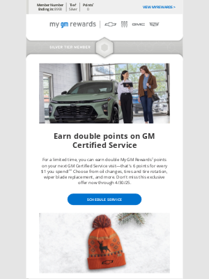 General Motors - Gregory, limited time: Earn double points on GM Certified Service