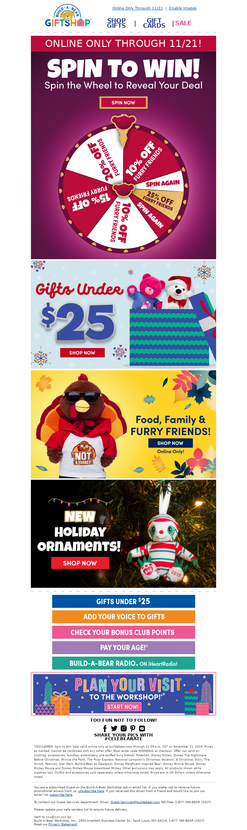 Discount email from Build A Bear with mystery sale
