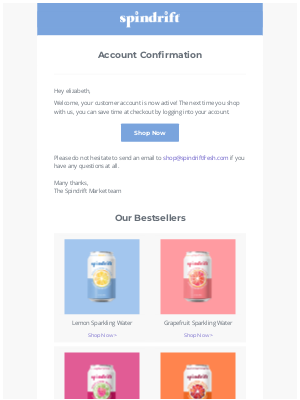 Spindrift - Customer account confirmation