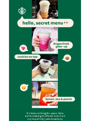 Starbucks - It’s official. The secret menu is here.