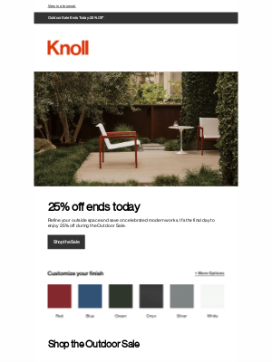Knoll - Last day: 25% off outdoor