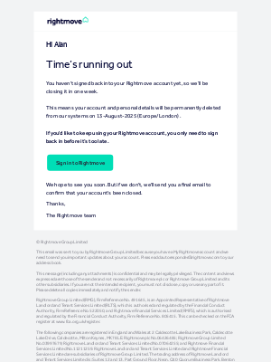 Rightmove (United Kingdom) - One week before we close My Rightmove for you, Alan