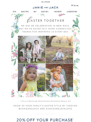 Easter email example from Janie and Jack