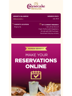 The Cheesecake Factory - Make Your Reservations Online!