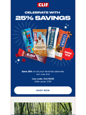 Clif Bar & Co. - Celebrate the 4th of July with 20% Off Sitewide!