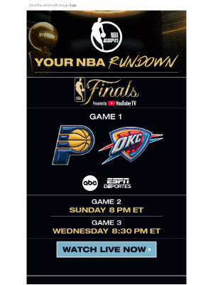 ESPN - The NBA Finals Tip Off 🏀 Tonight 8:30 PM ET