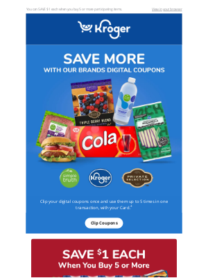 The Kroger Co. - SAVE on Our Brands with Use 5 Times Digital Coupons 💵 | SAVE $1 When You Buy 5+