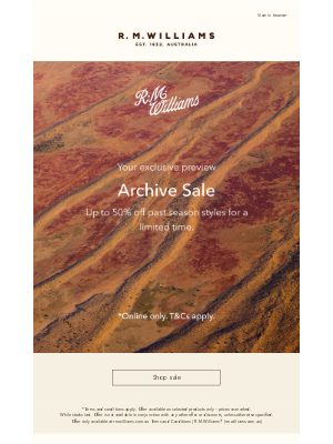 R.M.Williams - Early access: Archive Sale
