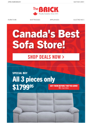 The Brick (Canada) - 🍁 Big sofa deals 🛋️ PLUS up to 25% off dining and bedroom furniture!