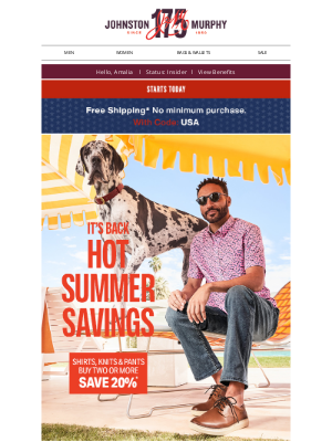 Johnston & Murphy - Hot Summer Savings + FREE Shipping Inside
