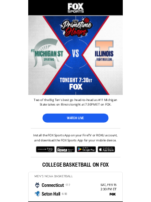 Fox Networks Group - FOX Primetime Hoops: #11 Michigan State vs. Illinois 🏀