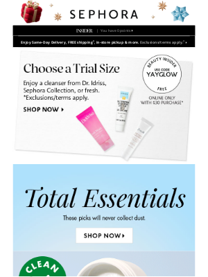 Sephora - Pick a *FREE* skincare trial size! Min. spend required.