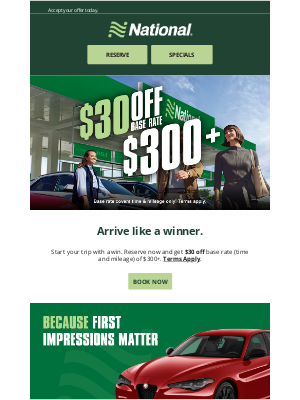 National Car Rental - $30 Off Base Rate, Susan!