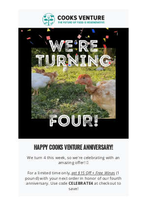 Cooks Venture - We’re Celebrating 4 Years of Cooks Venture