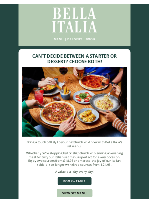 Bella Italia (United Kingdom) - Enjoy Two Courses from £18.95🍝🍰