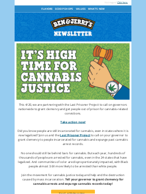 Ben & Jerry's - 🥦 Cannabis Clemency NOW! 🥦