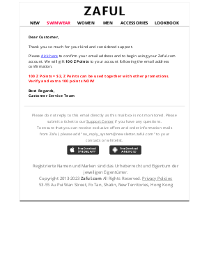 Zaful - [Zaful] Please confirm your registered email - thank you