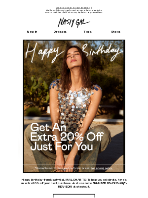 Nasty Gal - Happy birthday, MAILCHARTS!