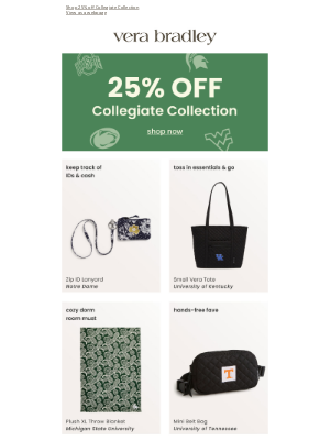 Vera Bradley - Collegiate Faves for Freshmen