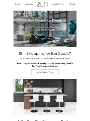 Zuri Furniture - Elevate Your Seating – Fall Clearance