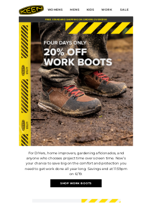 KEEN - 20% Off Work Boots 🥾🛠🧑‍🌾🚜