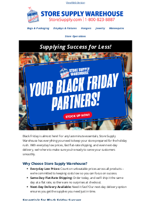 Store Supply Warehouse - Last-Minute Black Friday Prep? We've Got You Covered!