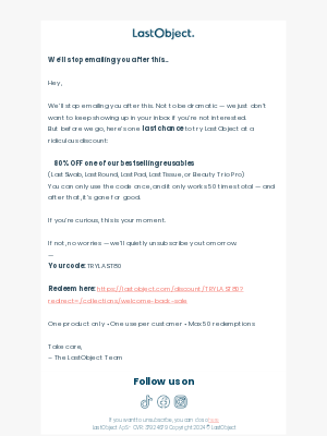 LastObject - We’ll stop emailing you