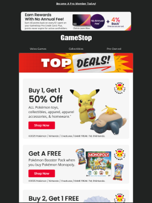 GameStop - 🤯 BOGO 50% Off Pokémon toys, collectibles, apparel, & more!