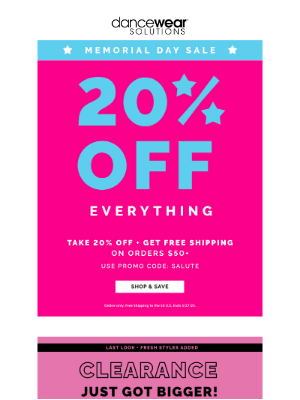 Dancewear Solutions - 20% Off + FREE Shipping 🇺🇸 Memorial Day Sale