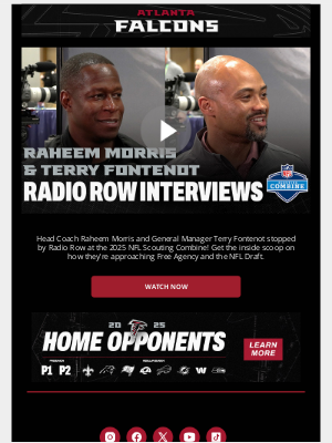 Atlanta Falcons - sherry, hear from Raheem Morris and Terry Fontenot at the Combine