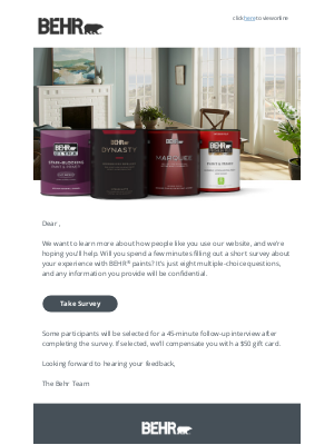 Behr Process - We want to hear from you!