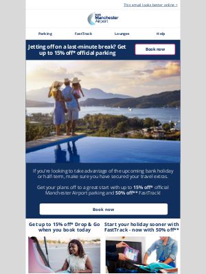 Manchester Airport - Up to 15% off parking for those last-minute getaways