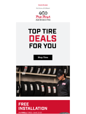 Pep Boys - Choose Pirelli Tires, Pay $0 for Install
