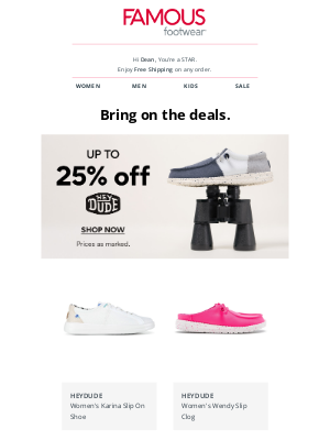 Famous Footwear - Deals on HEYDUDE, Nike & more 🔥