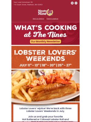 99 Restaurants - Your July 99 on Tap Newsletter: Hot Off the Grill!