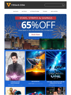 Vegas - Save Up to 65% 💙 Stars, Stripes & Savings Sale