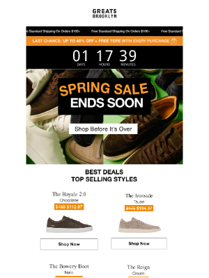 Greats - 🔔 LAST CALL: Spring Sale Ends Soon