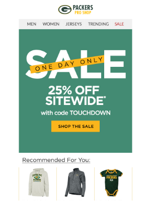 Green Bay Packers - TODAY ONLY - 25% Off Sitewide 😎